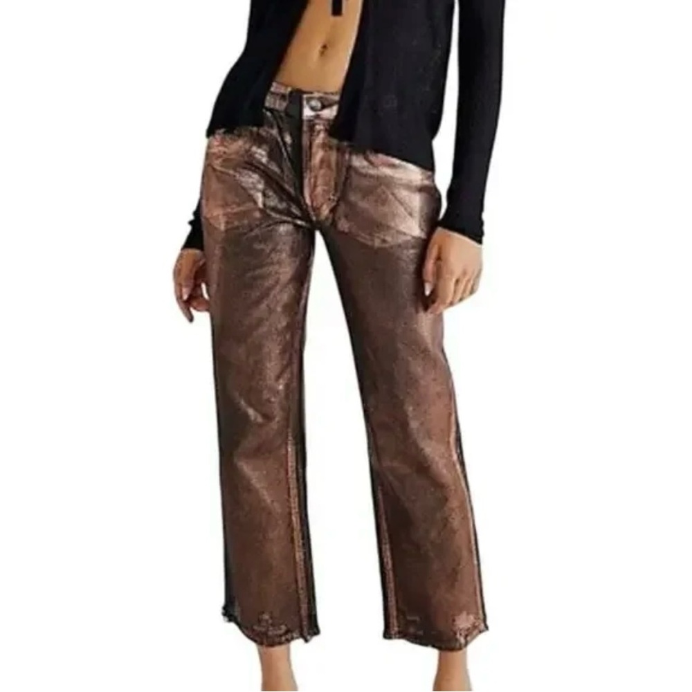 Free people metallic Copper jeans